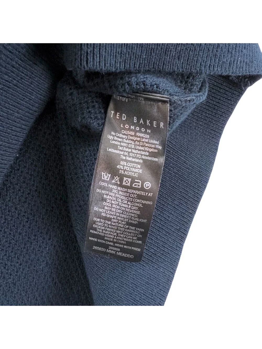 Ted Baker Meaddo Navy Blue 1/4 Zip Sweater Size 7 / 3XL